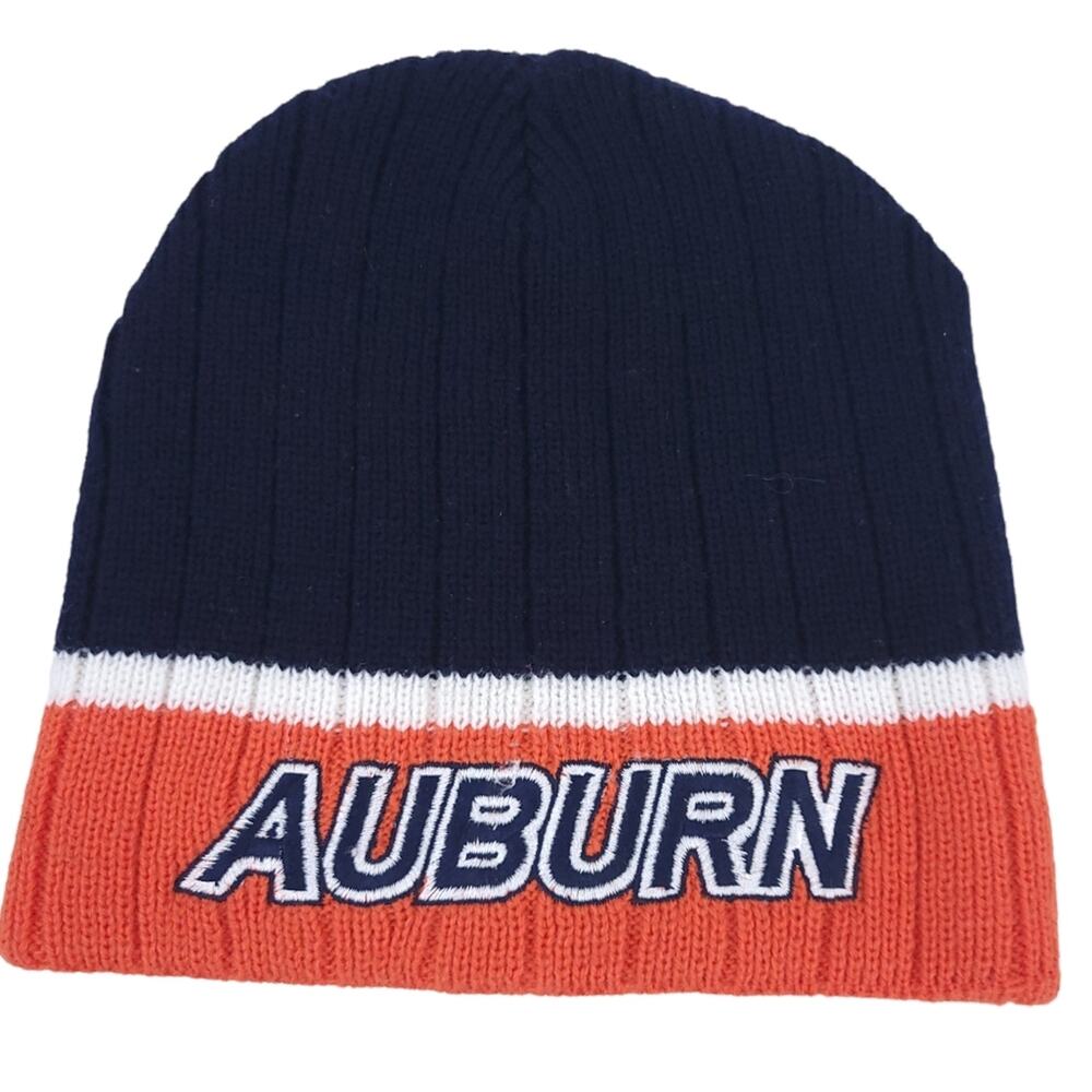 Auburn University Beanie Winter Hat Blue Orange Unisex One Size - Picture 2 of 2